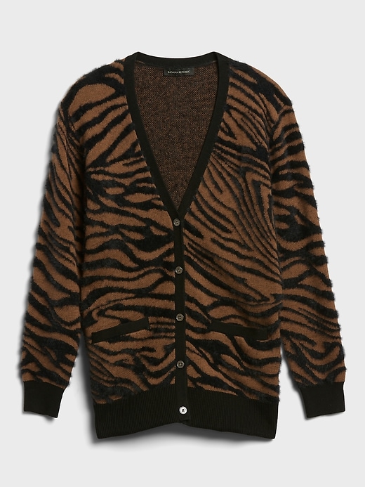 Image number 4 showing, Fuzzy Animal Print Cardigan Sweater
