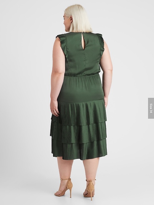 Satin Pleated Midi Dress | Banana Republic