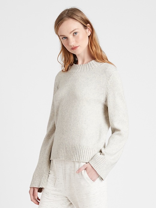 Cotton-Blend Bell-Sleeve Sweater