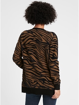 fuzzy leopard cardigan sweater