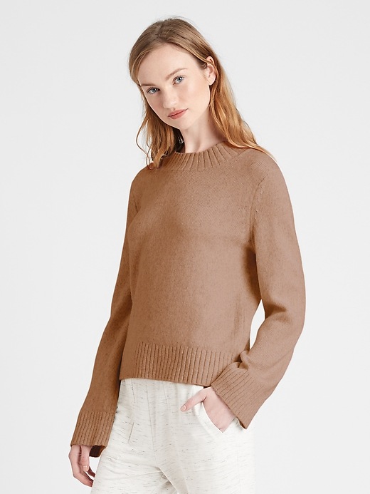 Cotton-Blend Bell-Sleeve Sweater