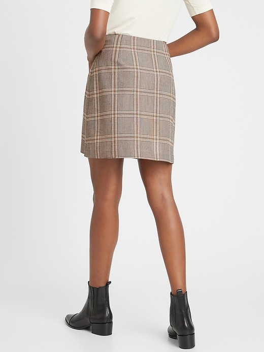 Brown check wrap mini skirt hotsell