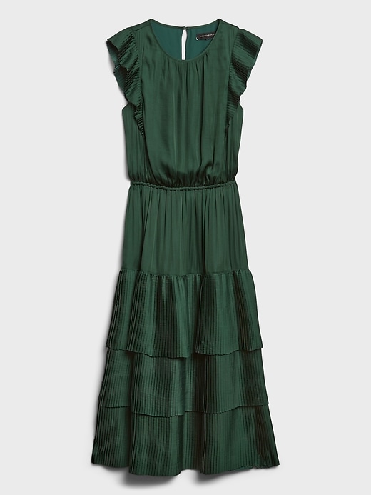 Satin Pleated Midi Dress | Banana Republic
