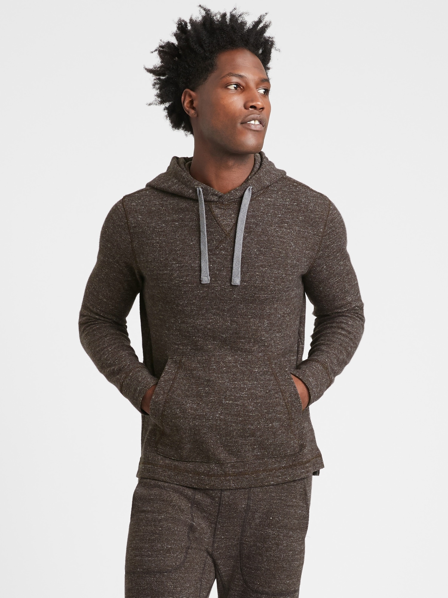 Brushed Waffle-Knit Hoodie