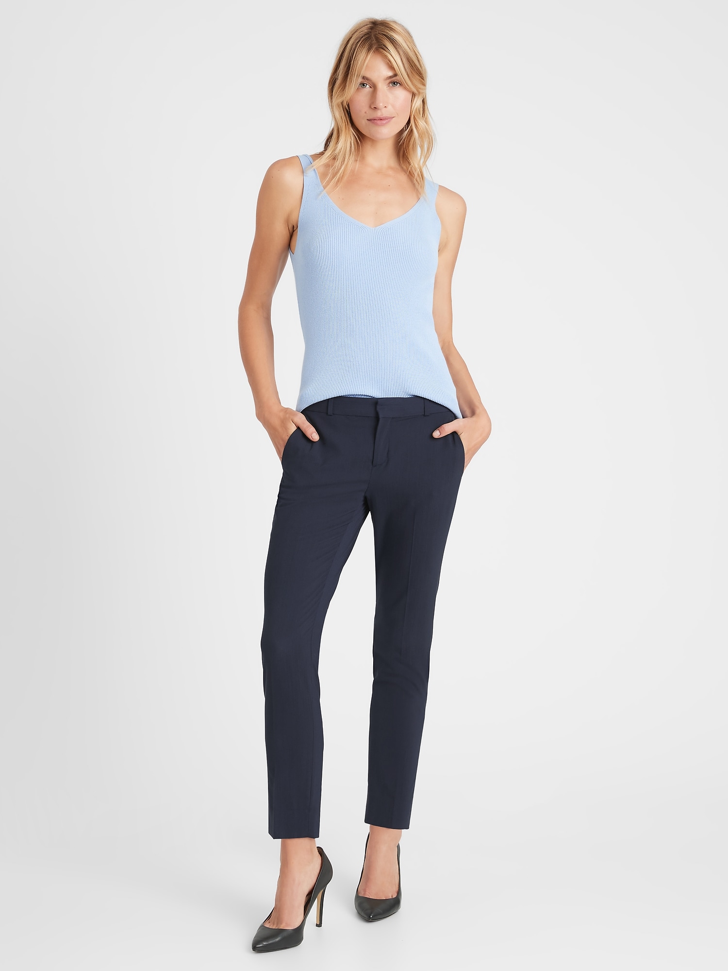 Avery Straight-Fit Washable Wool-Blend Ankle Pant | Banana Republic