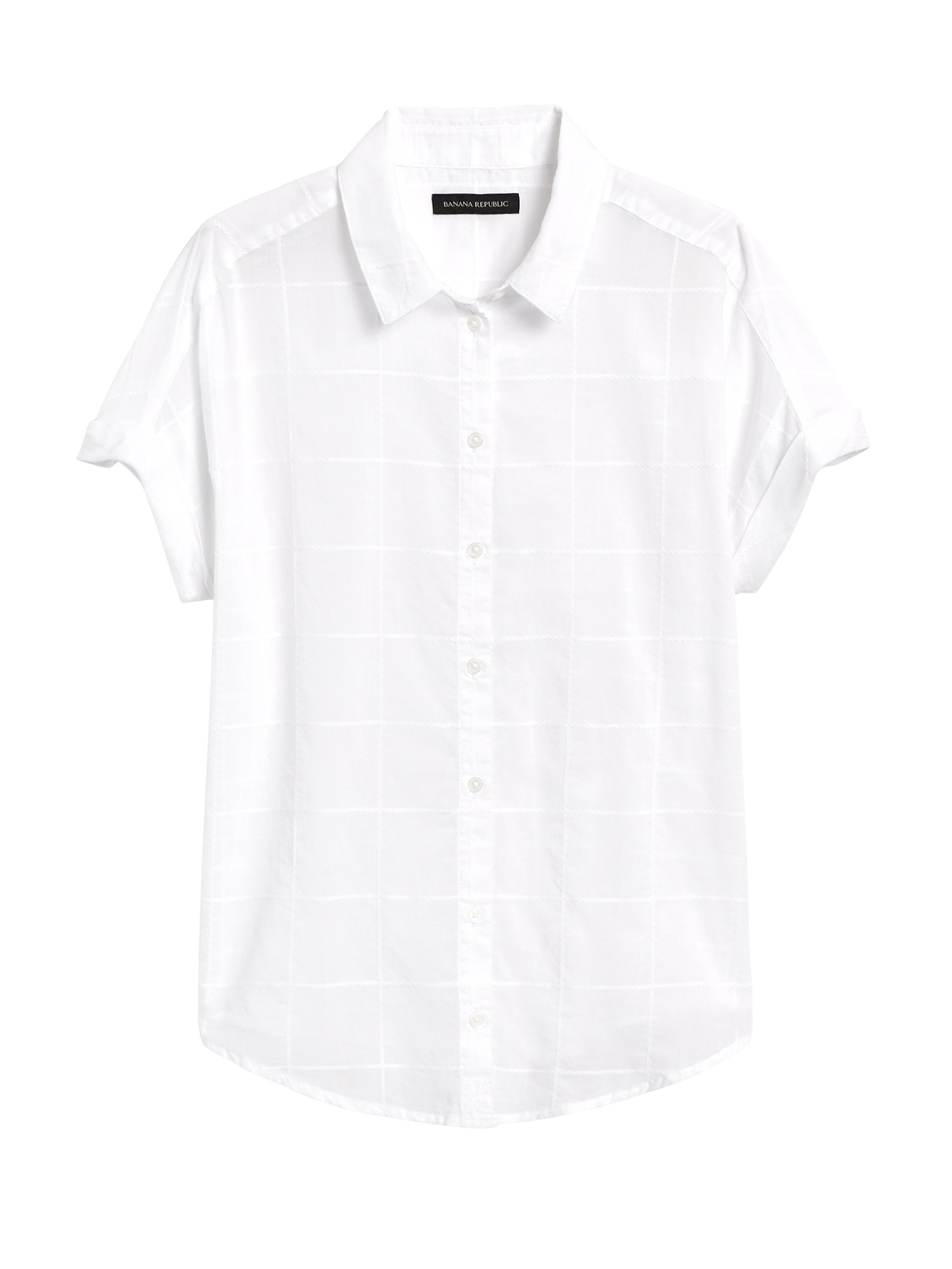 Petite Cotton Gauze Roll-Cuff Shirt