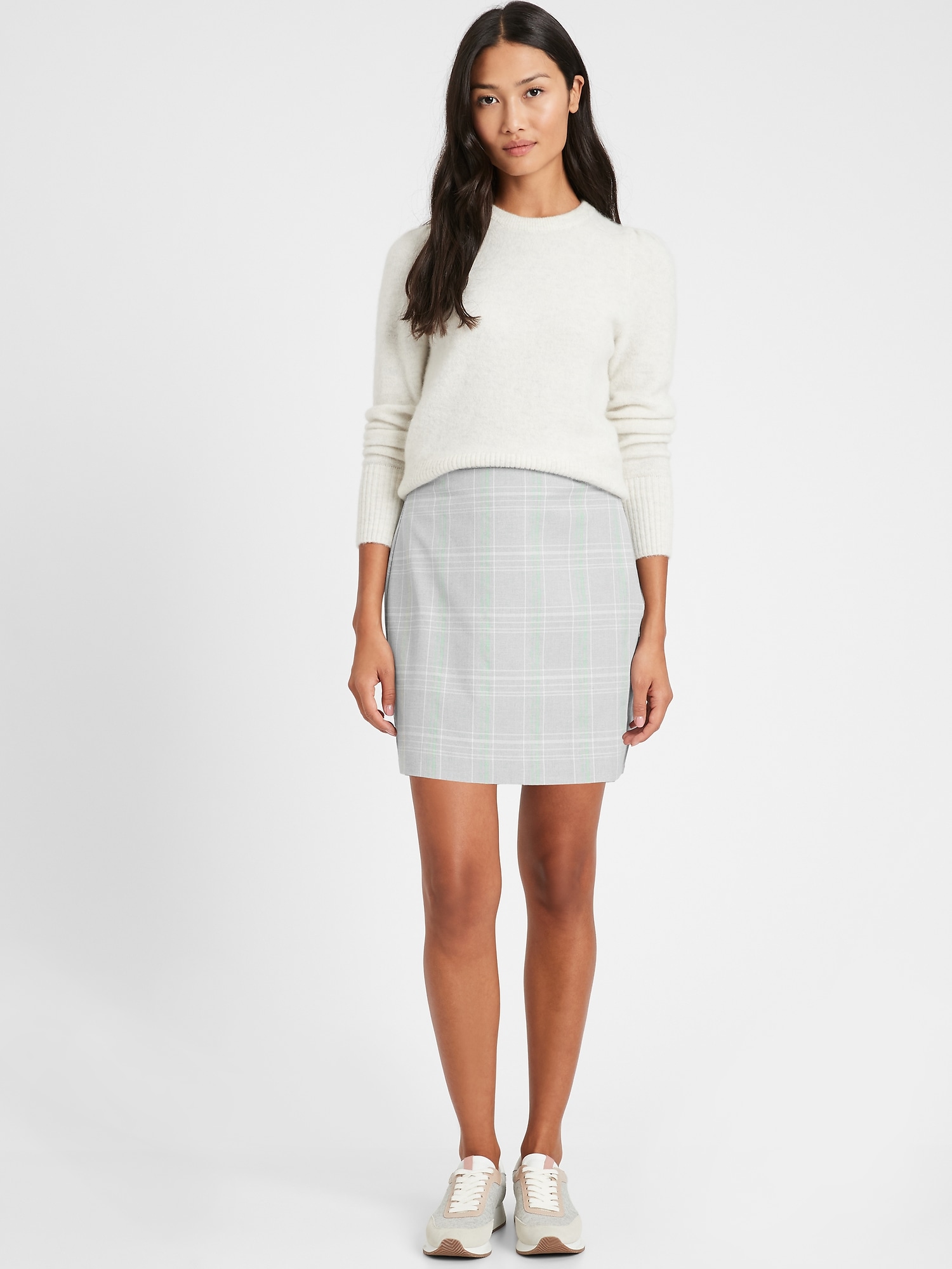 Plaid Bi-Stretch Mini Skirt