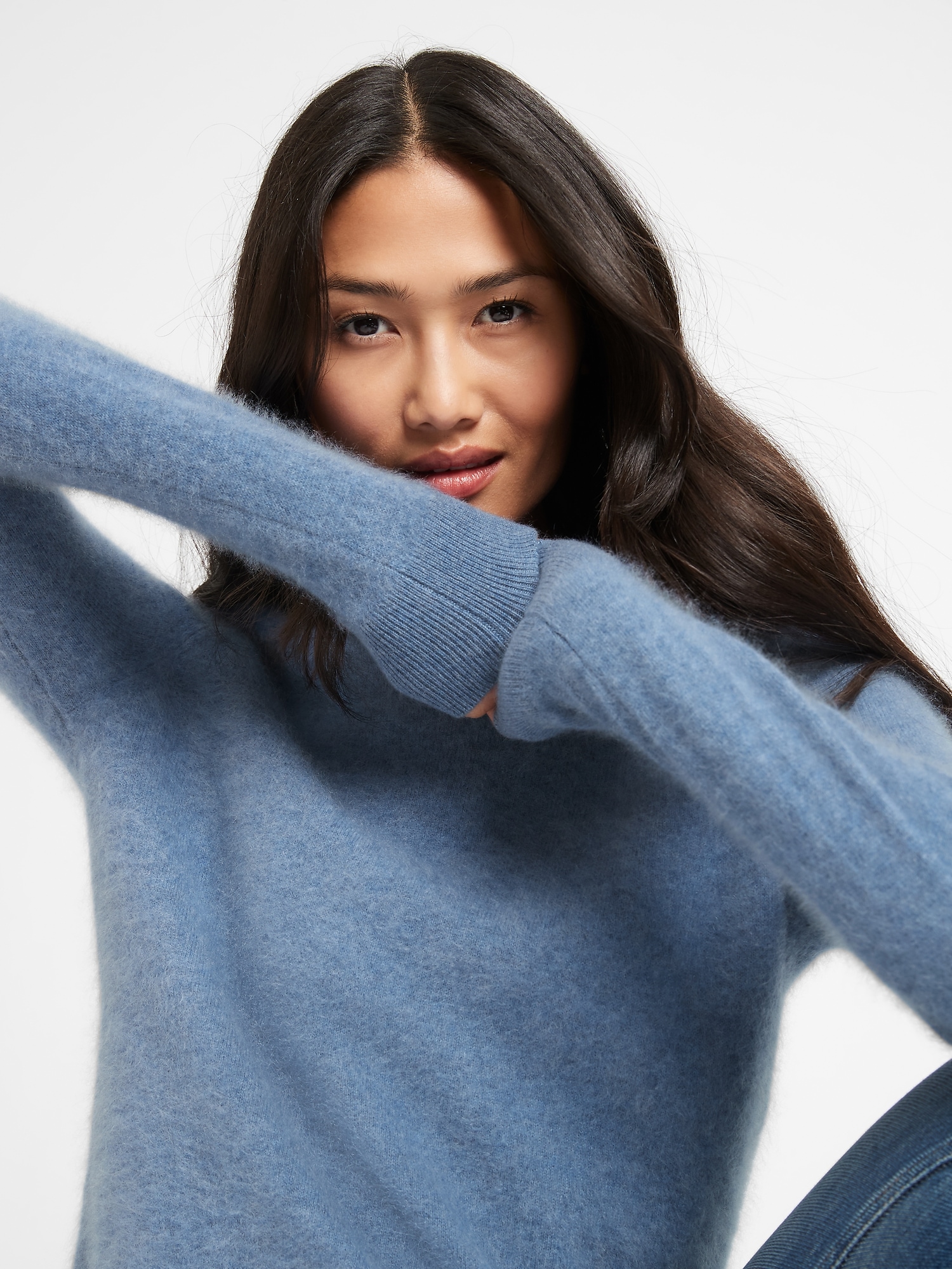 Brushed Cashmere Crew-Neck Sweater