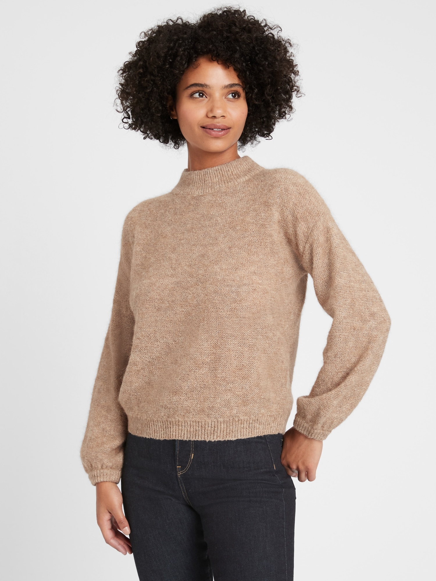 Petite Relaxed Balloon-Sleeve Sweater