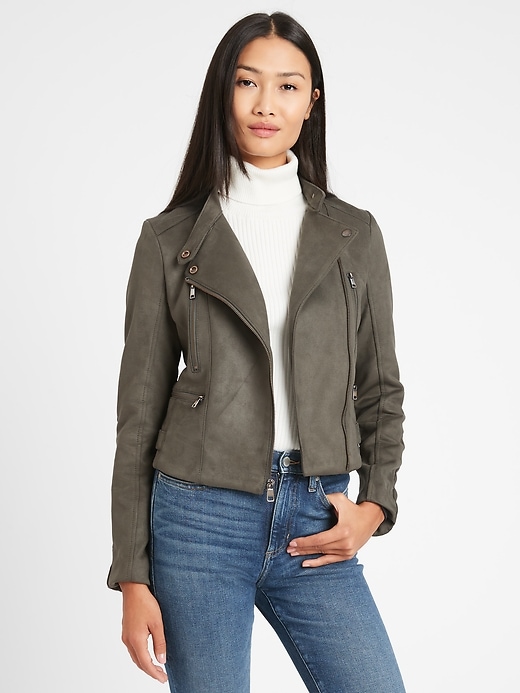 banana republic vegan suede moto jacket