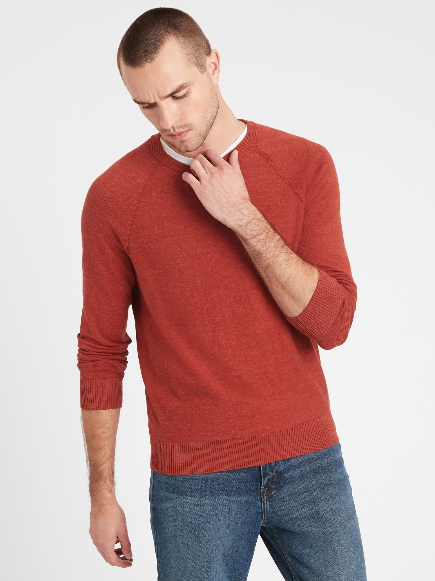 Men's Navy Certified Organic Cotton Sweater, with Red Bear embroidered on  Soft Sustainable Cotton