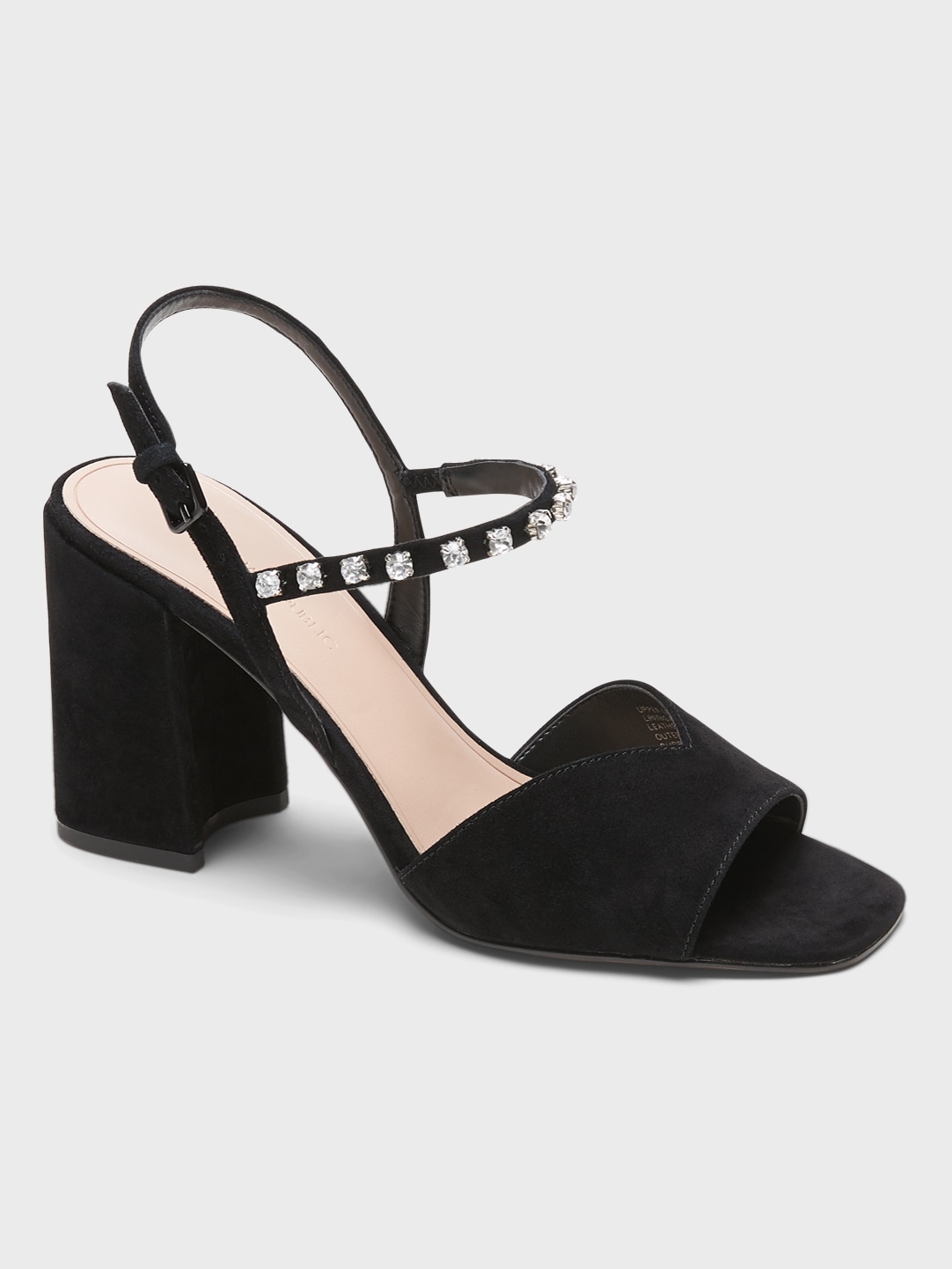 Embellished Suede Block-Heel Sandal