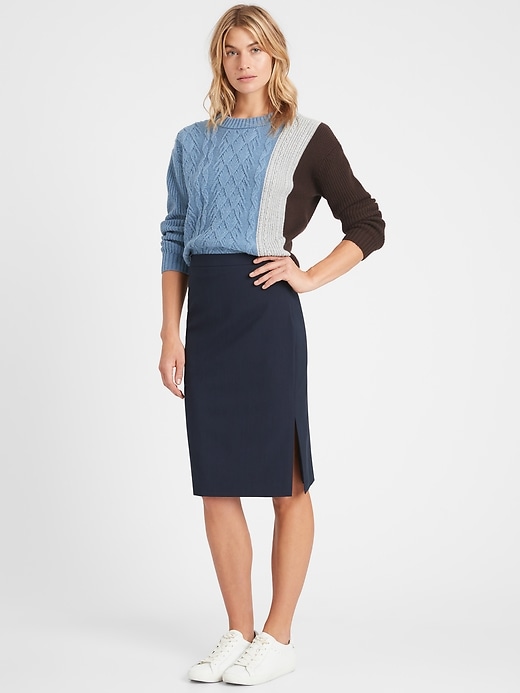 Washable Italian Wool-Blend Pencil Skirt with Side Slit | Banana Republic