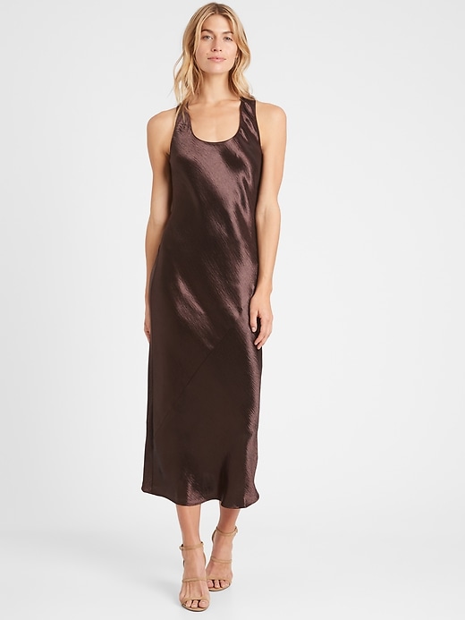 Banana Republic Bias-Cut Satin Midi Dress. 1