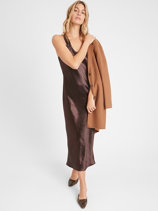 banana republic bias-cut satin midi dress NWT Banana Republic Bias-Cut Satin Midi Dress Black Sz PS