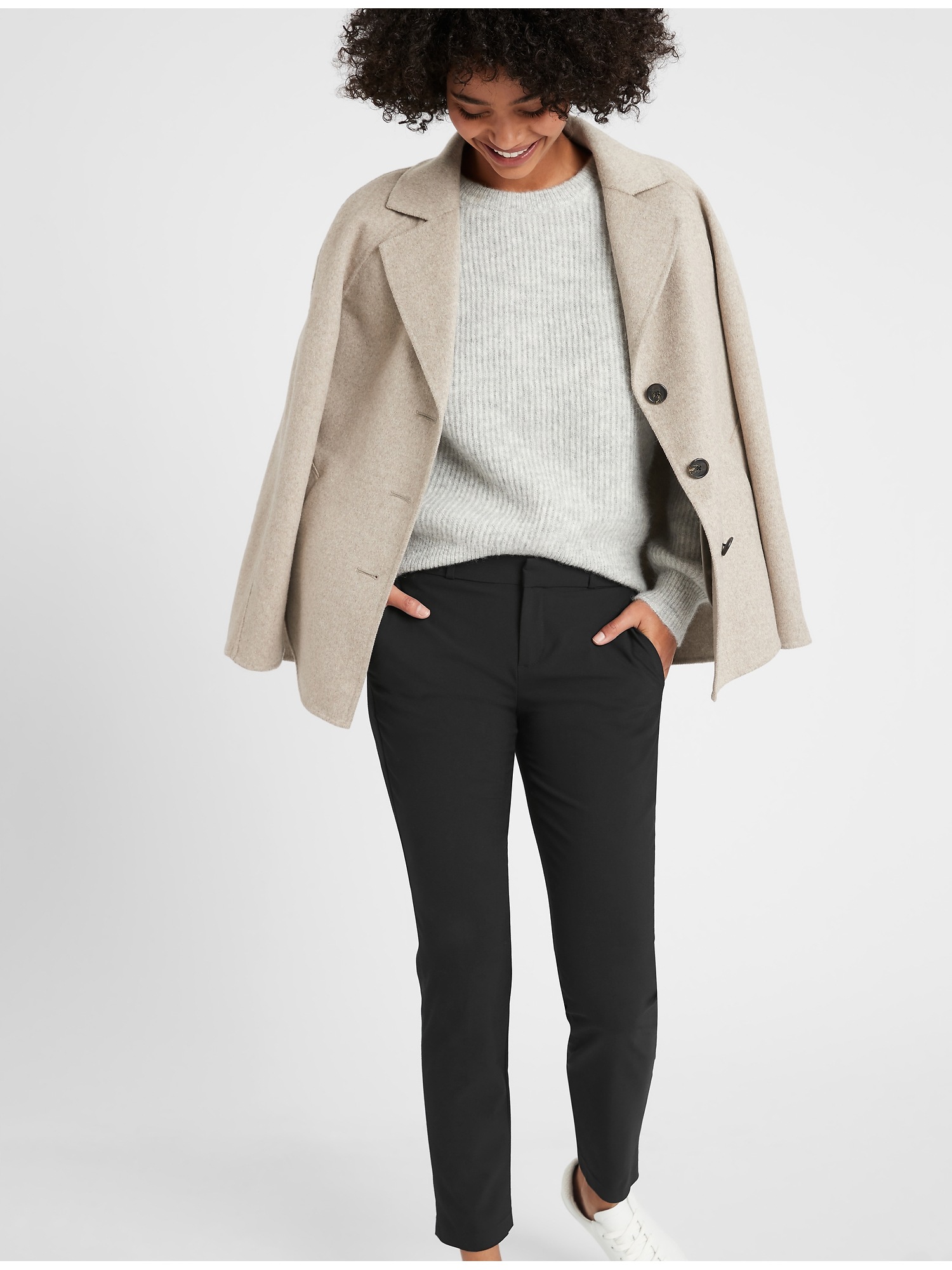 Petite Avery Straight Wool-Blend Pant | Banana Republic