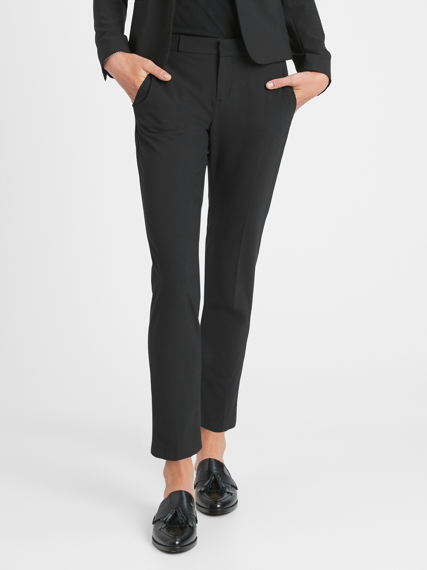 Petite Avery Straight Wool-Blend Pant 