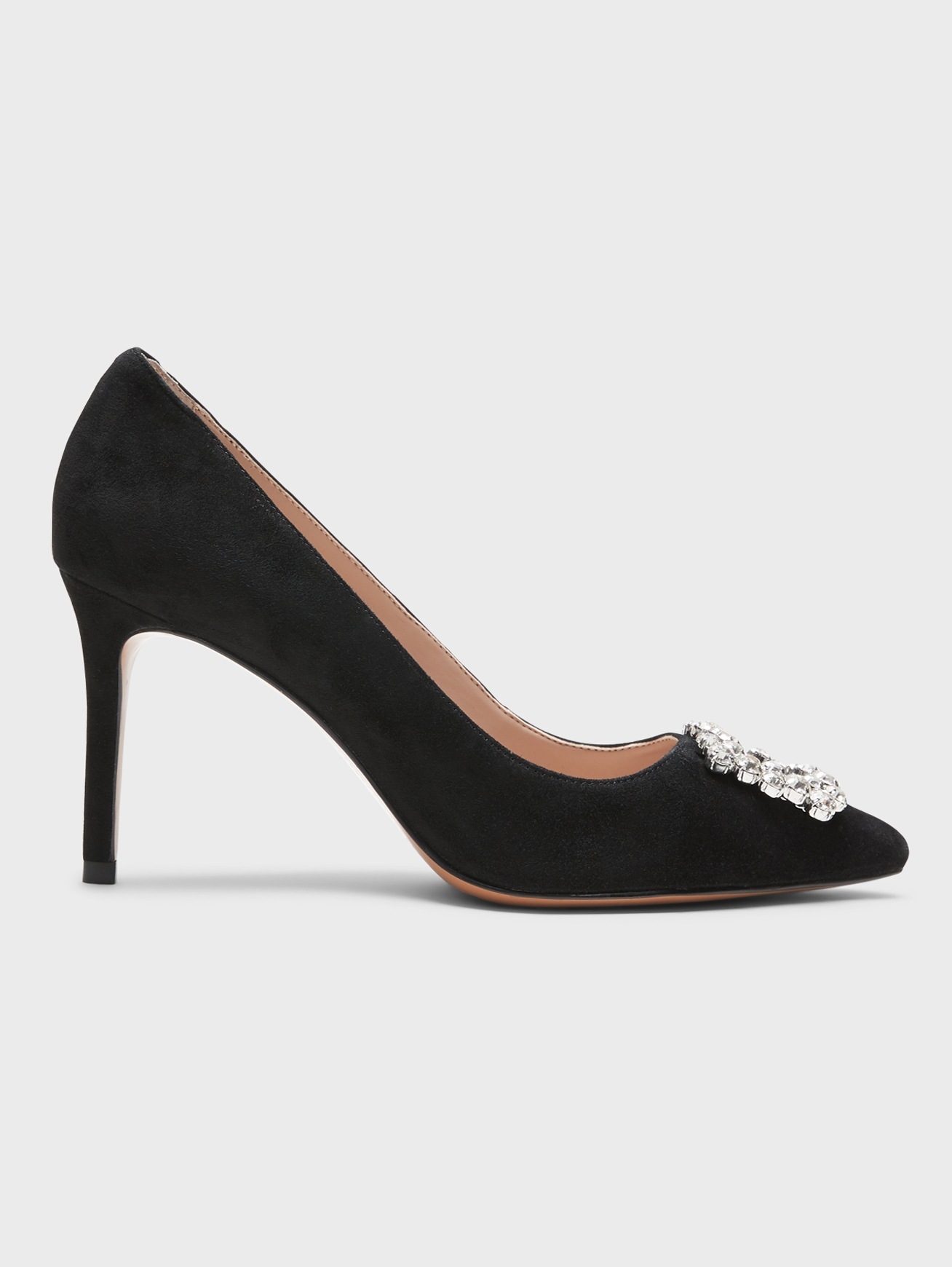 Madison 12-Hour Suede Pump with Crystal Buckle | Banana Republic