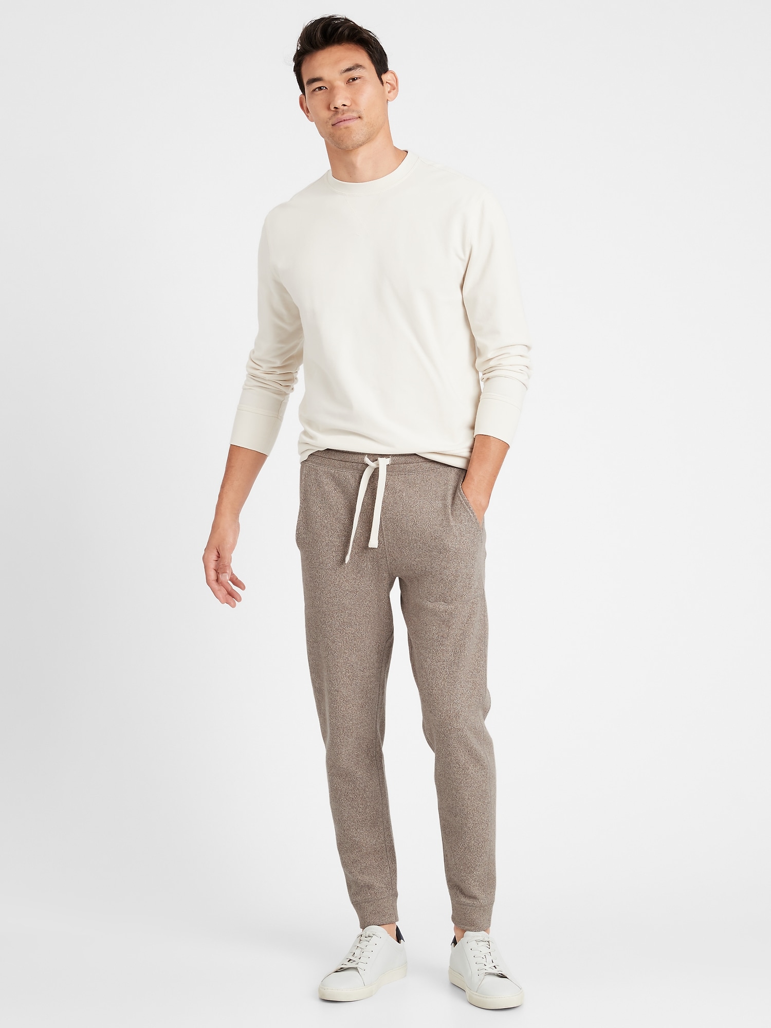 Brushed Waffle-Knit Jogger | Banana Republic