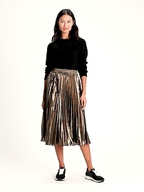 Silver pleated clearance skirt banana republic