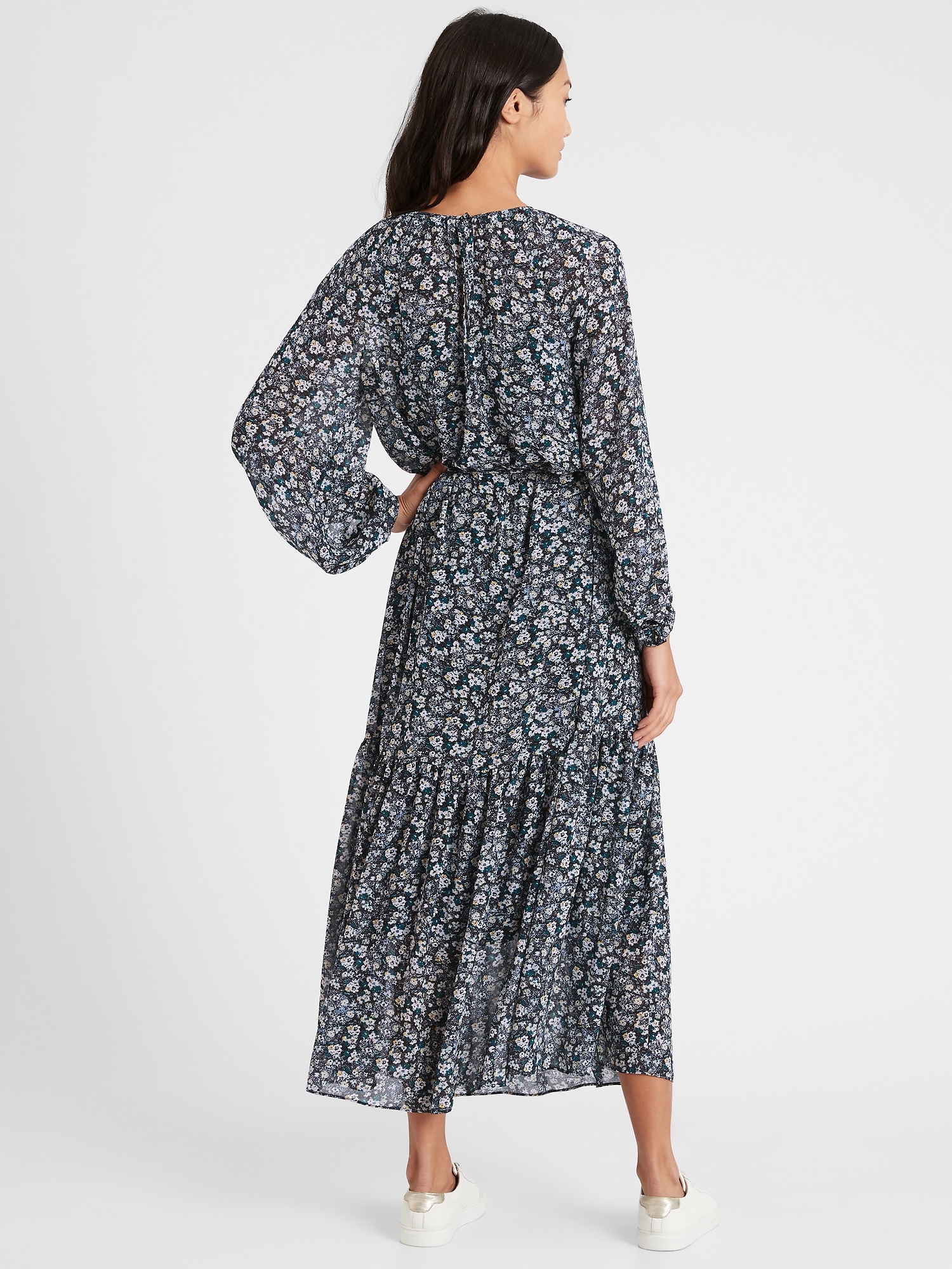 Balloon-Sleeve Maxi Dress