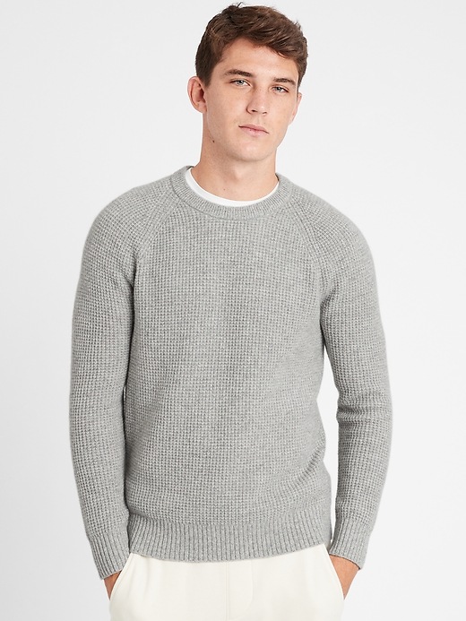 Banana Republic Italian Wool-Blend Waffle-Knit Sweater - 6537210120