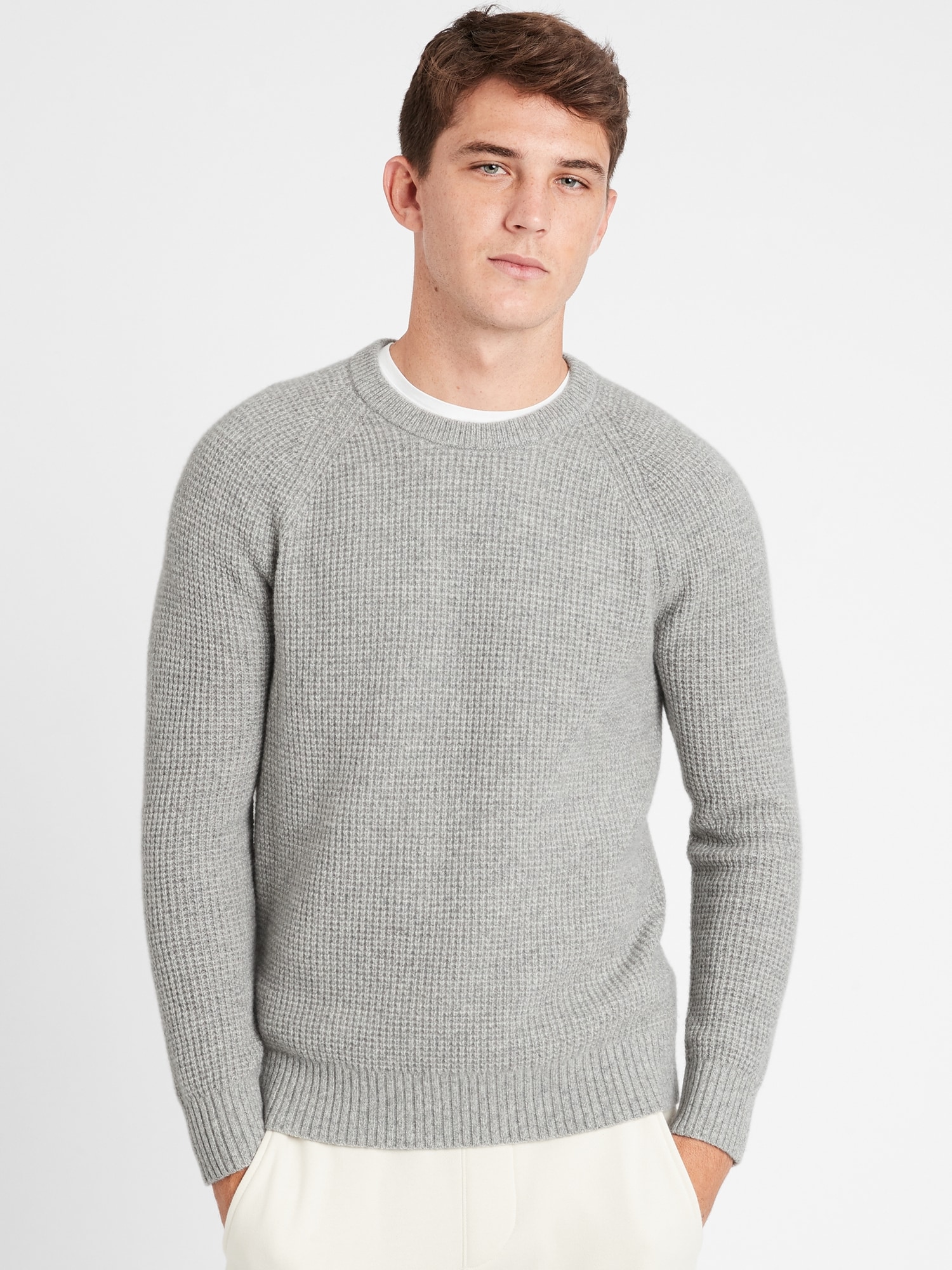 Italian Wool-Blend Waffle-Knit Sweater | Banana Republic