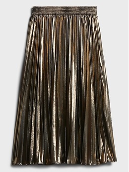 Petite metallic pleated midi skirt best sale