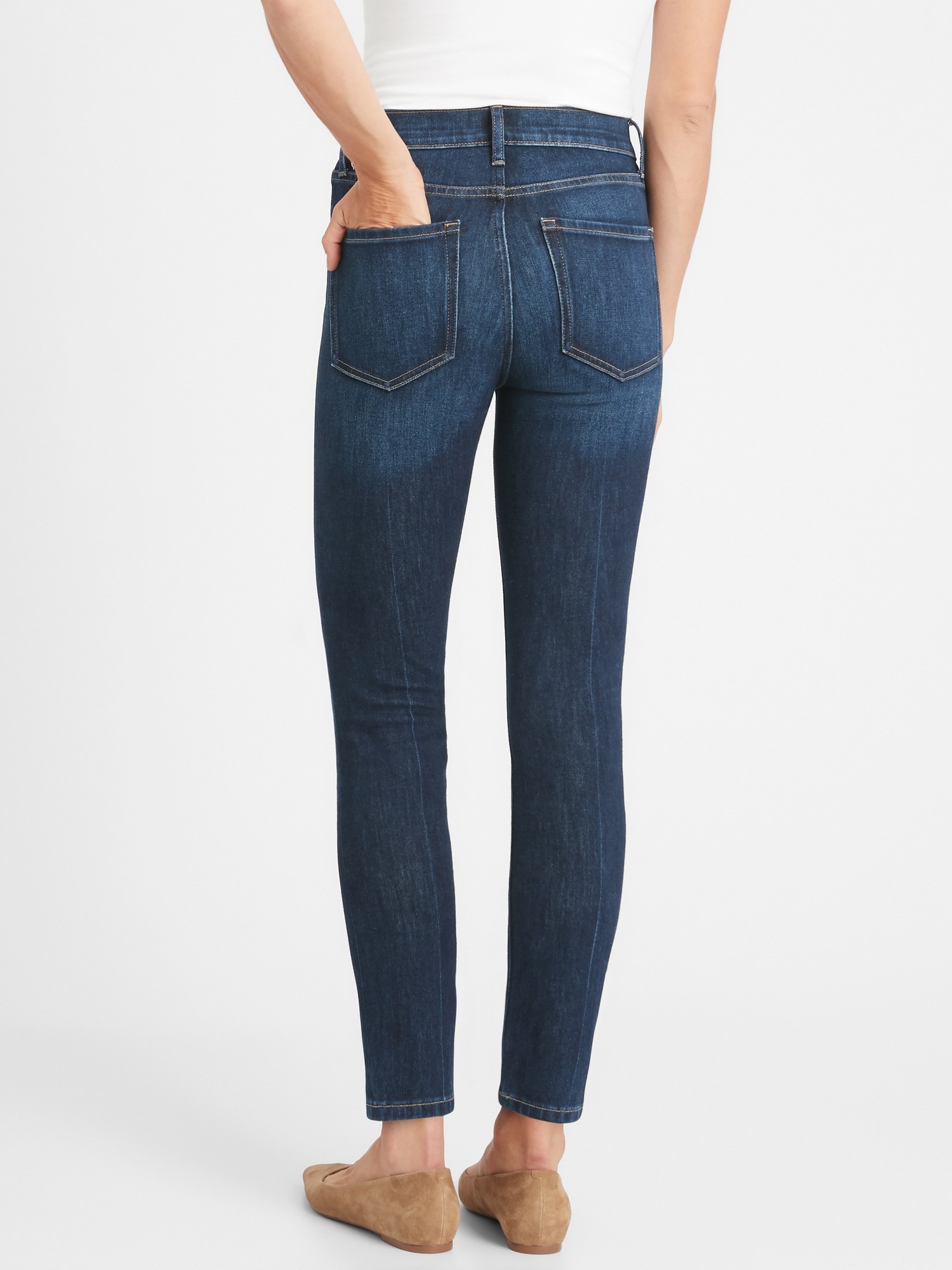 high rise black ankle jeans