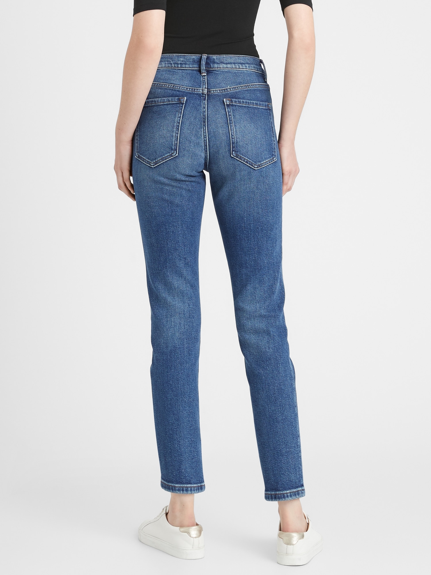high rise ankle straight jeans