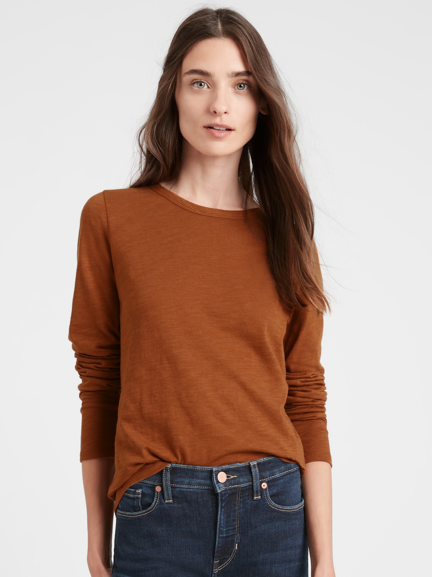 Slub Cotton Modal Long Sleeve T Shirt Banana Republic 