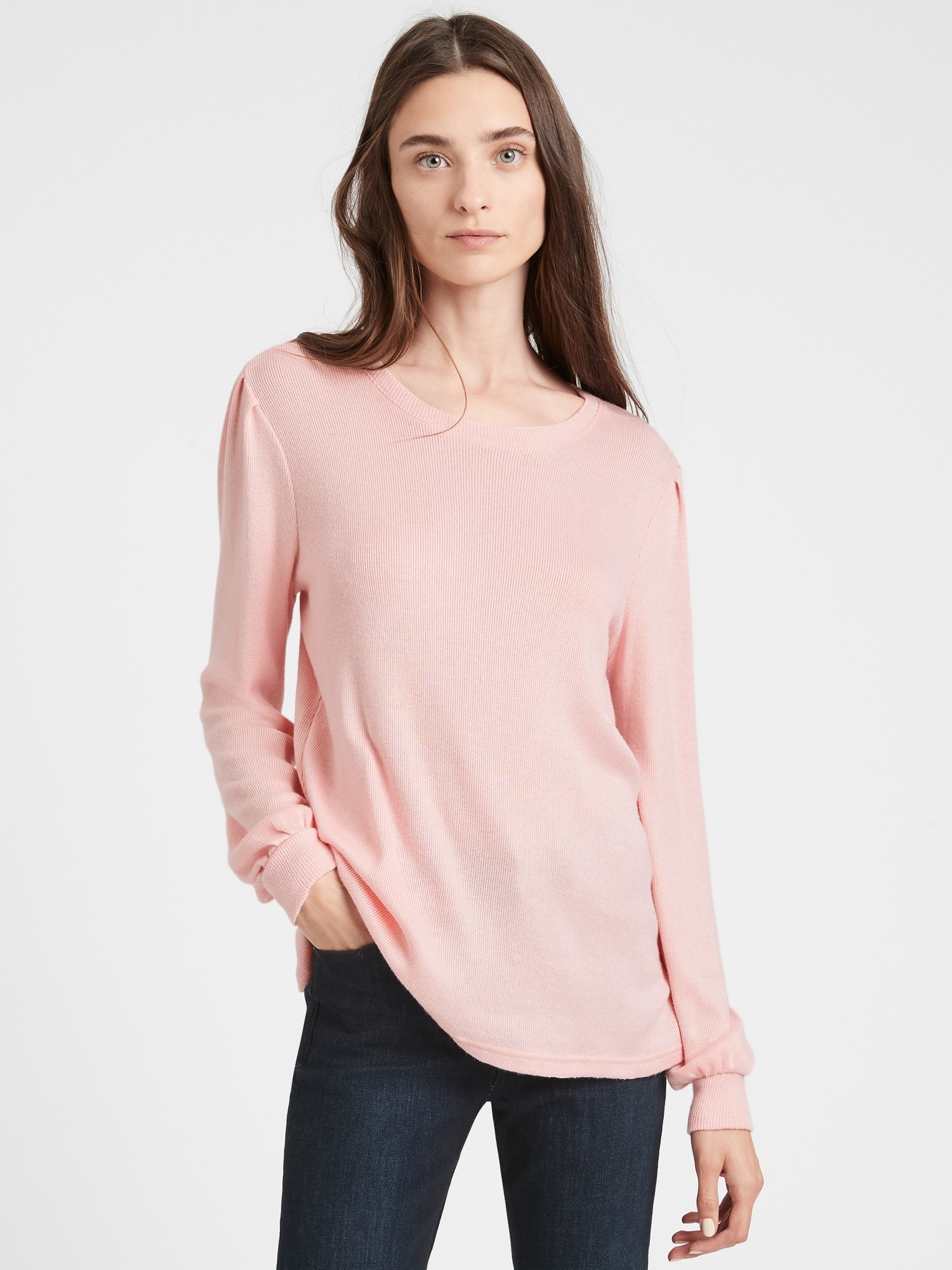 Cozy Ribbed Puff Sleeve Top