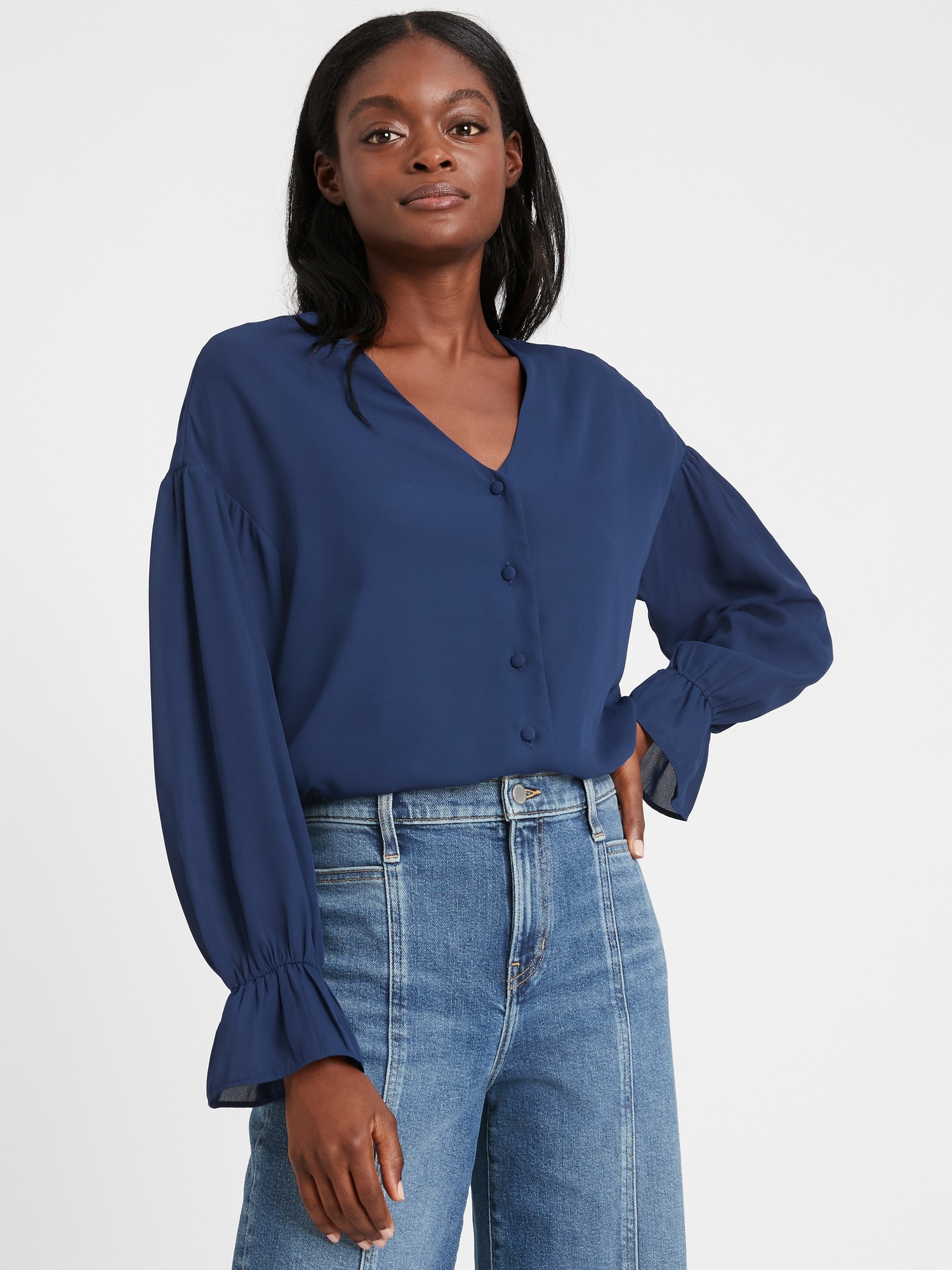 Poet-Sleeve Blouse | Banana Republic