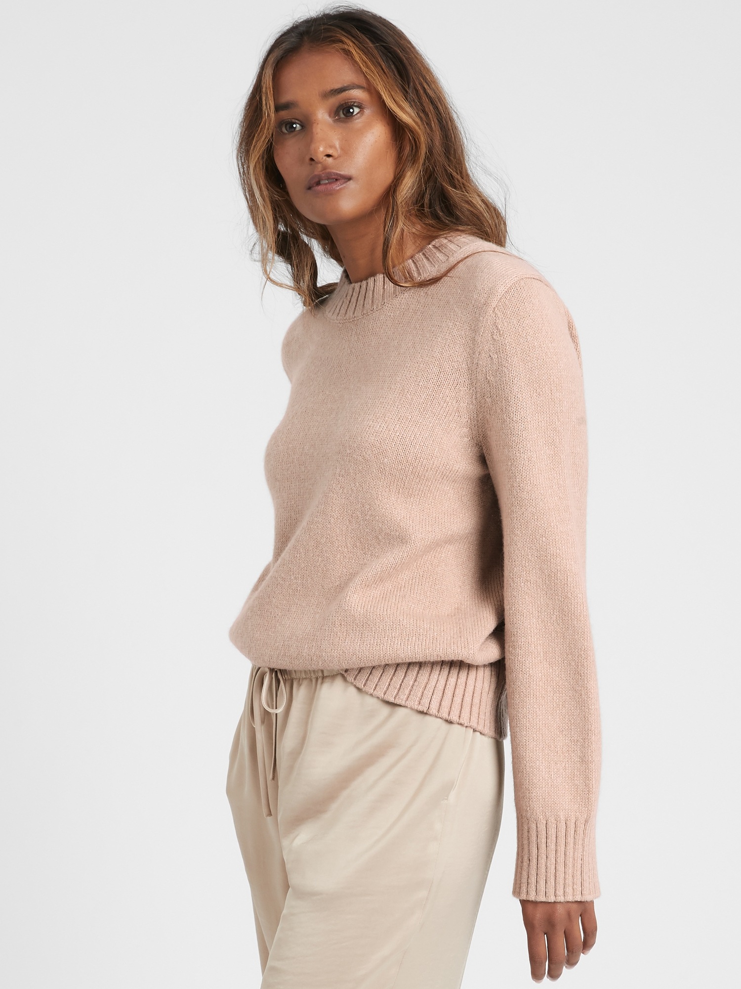 Cotton-Blend Bell-Sleeve Sweater