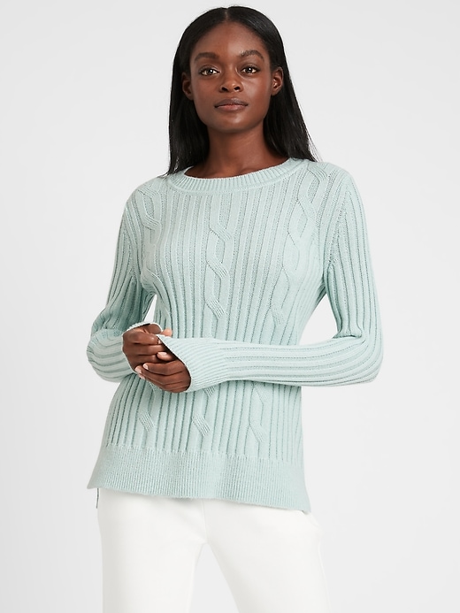 Banana Republic Petite Chunky Cable-Knit Sweater. 1