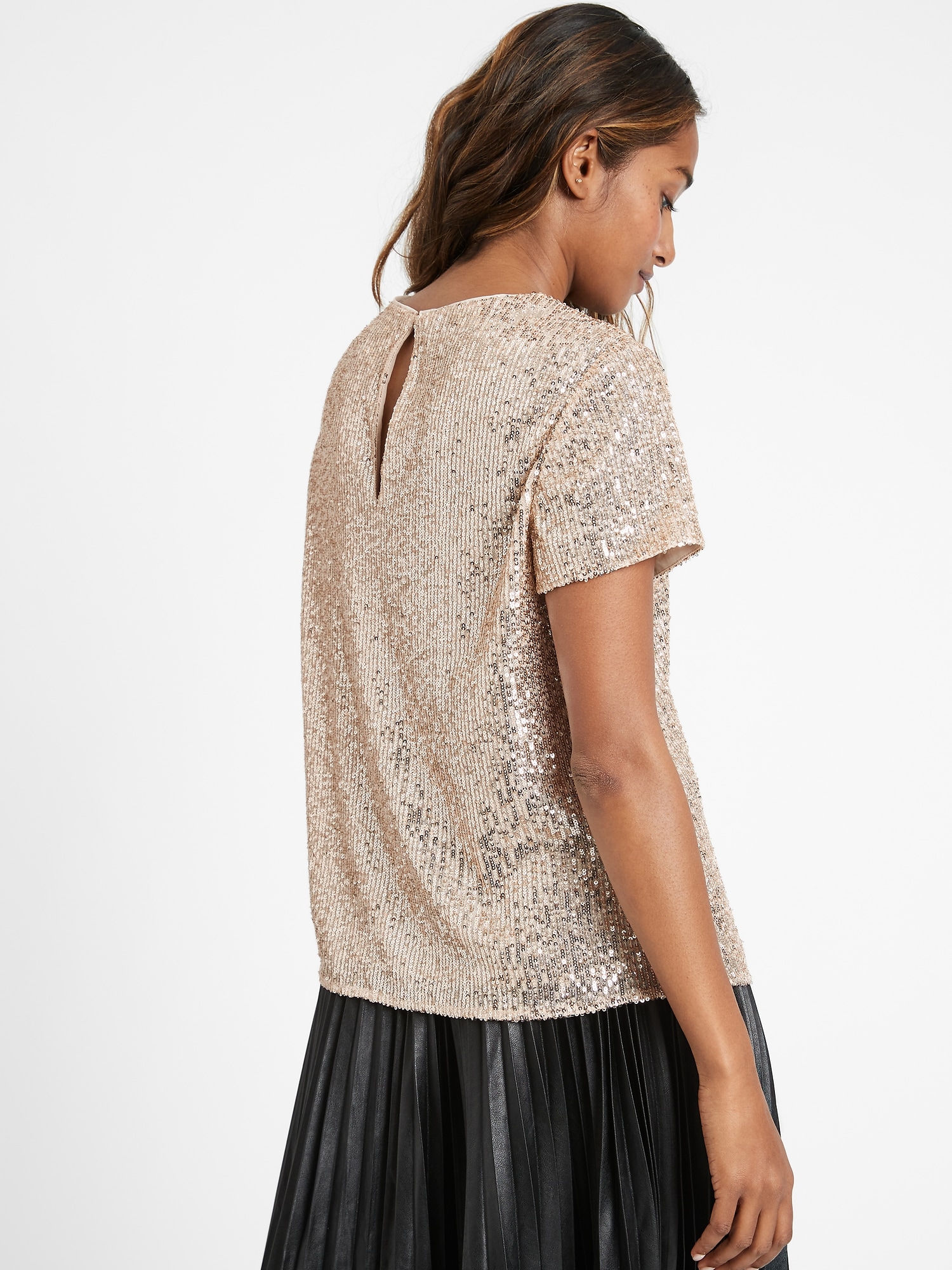 Sequin Scoop-Neck Top