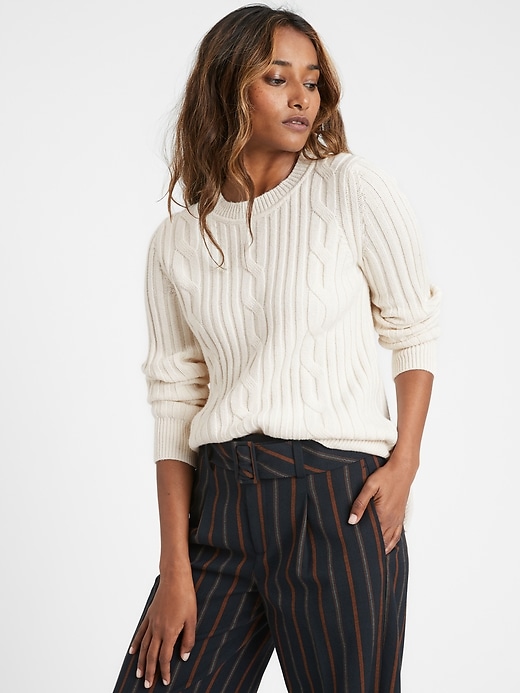 Petite Chunky Cable-Knit Sweater | Banana Republic