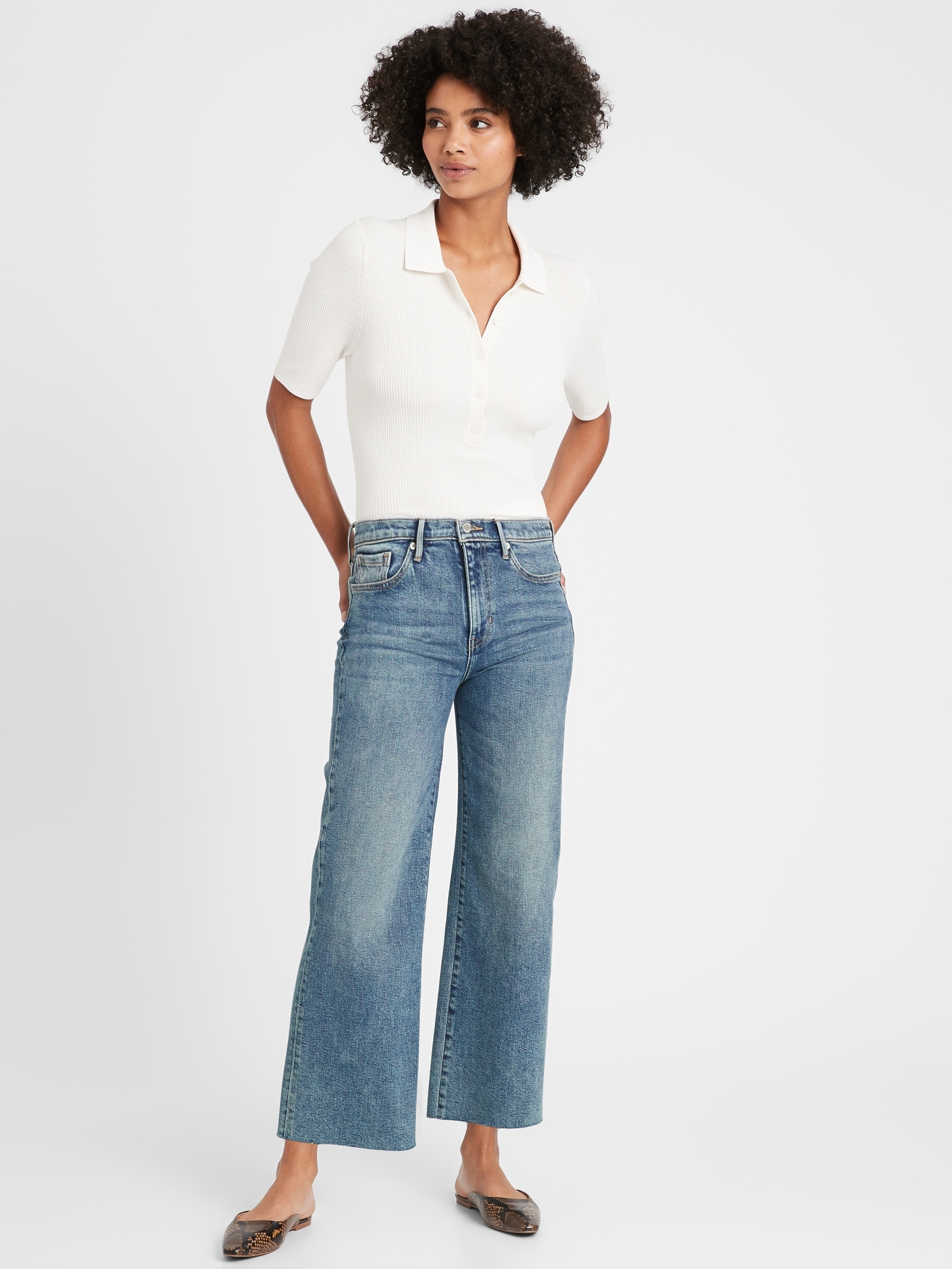 flare leg cropped jeans