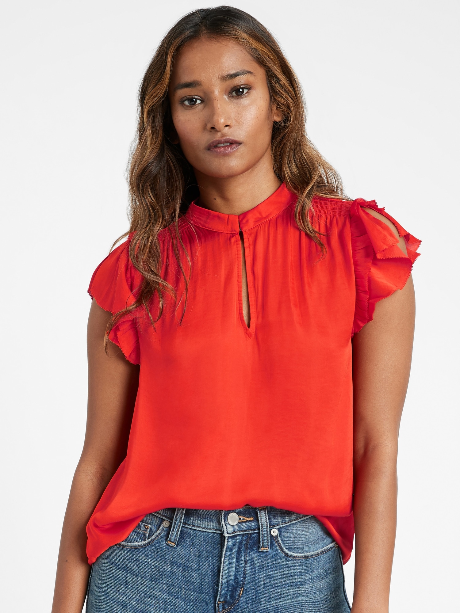 banana republic ruffle sleeve top