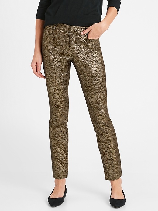 Curvy Sloan Skinny-Fit Metallic Plaid Pant