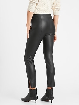 High-Rise Vegan Leather Legging with Pintuck