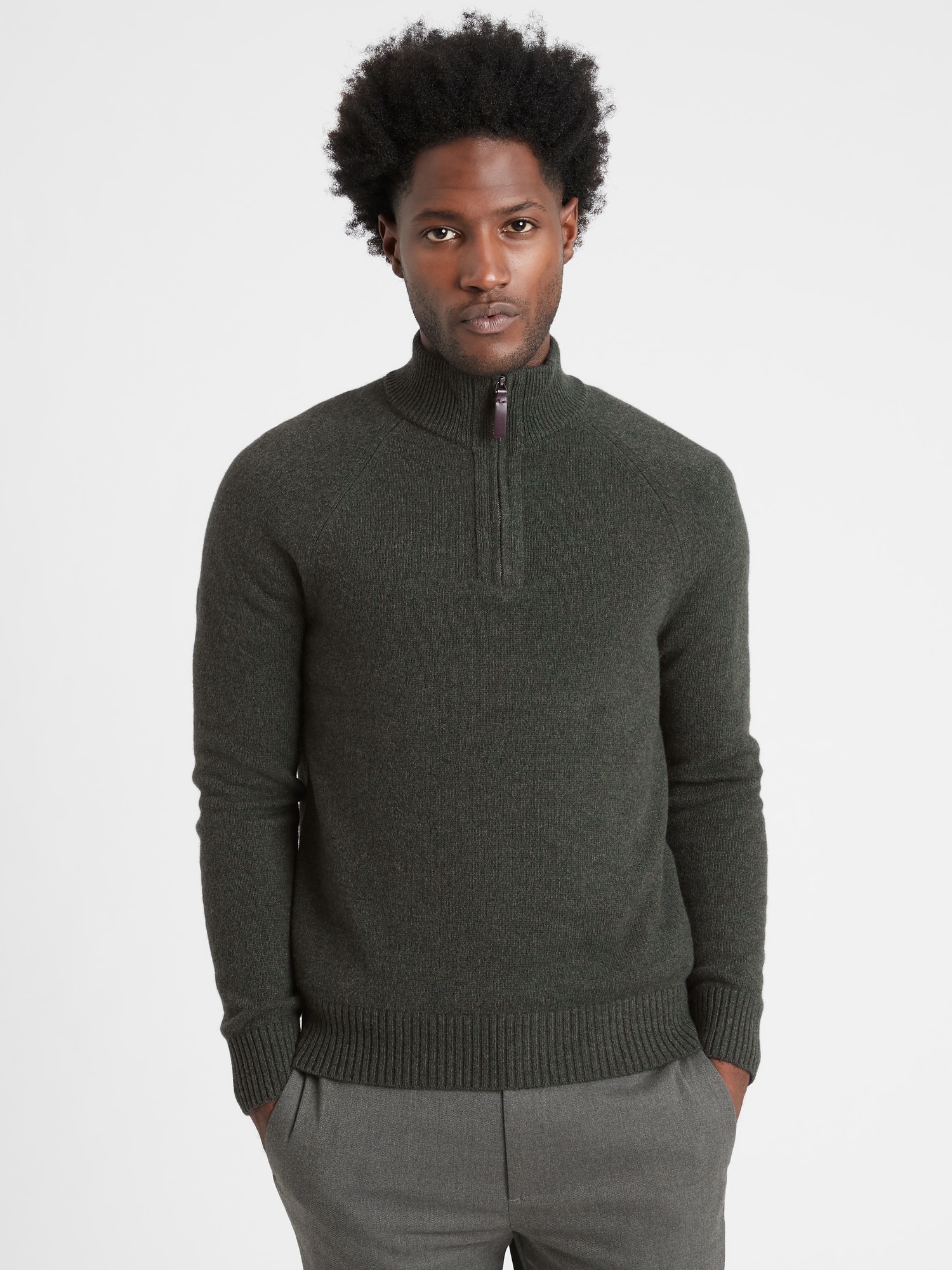 Italian Wool-Blend Half-Zip Sweater