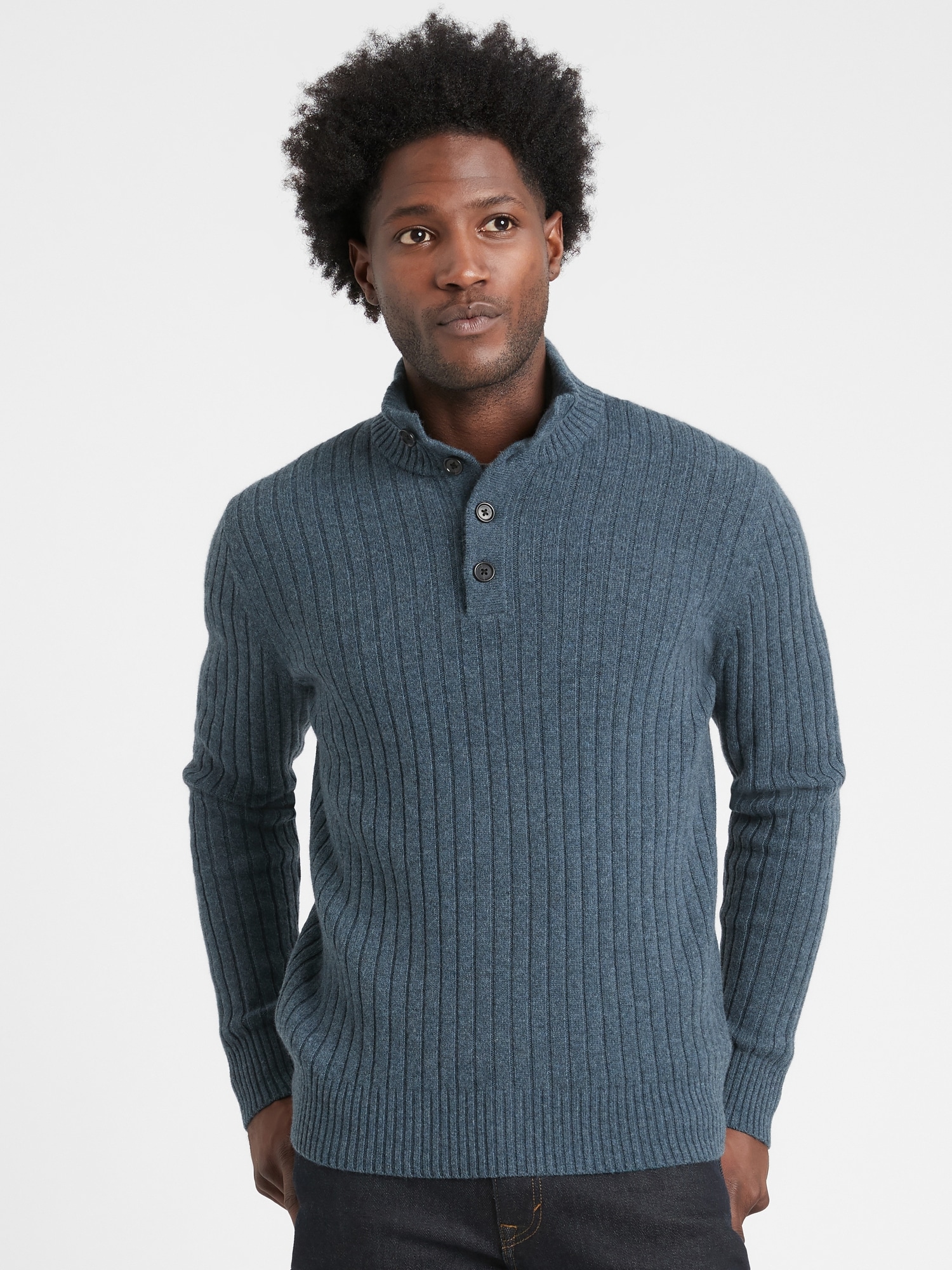Italian Wool-Blend Mock-Neck Sweater | Banana Republic