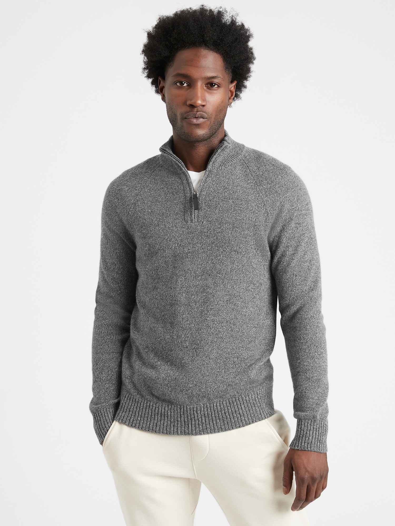 Italian Wool-Blend Half-Zip Sweater | Banana Republic