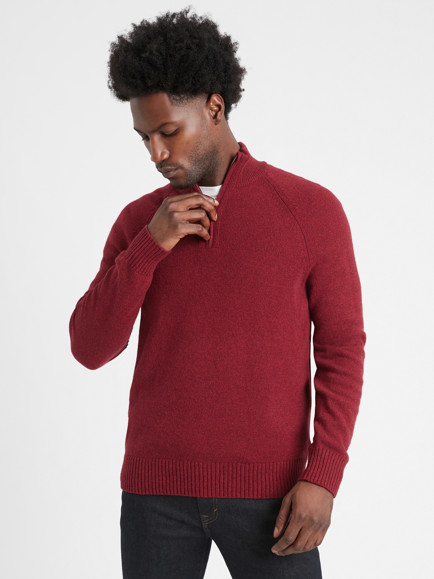 Italian Wool-Blend Half-Zip Sweater