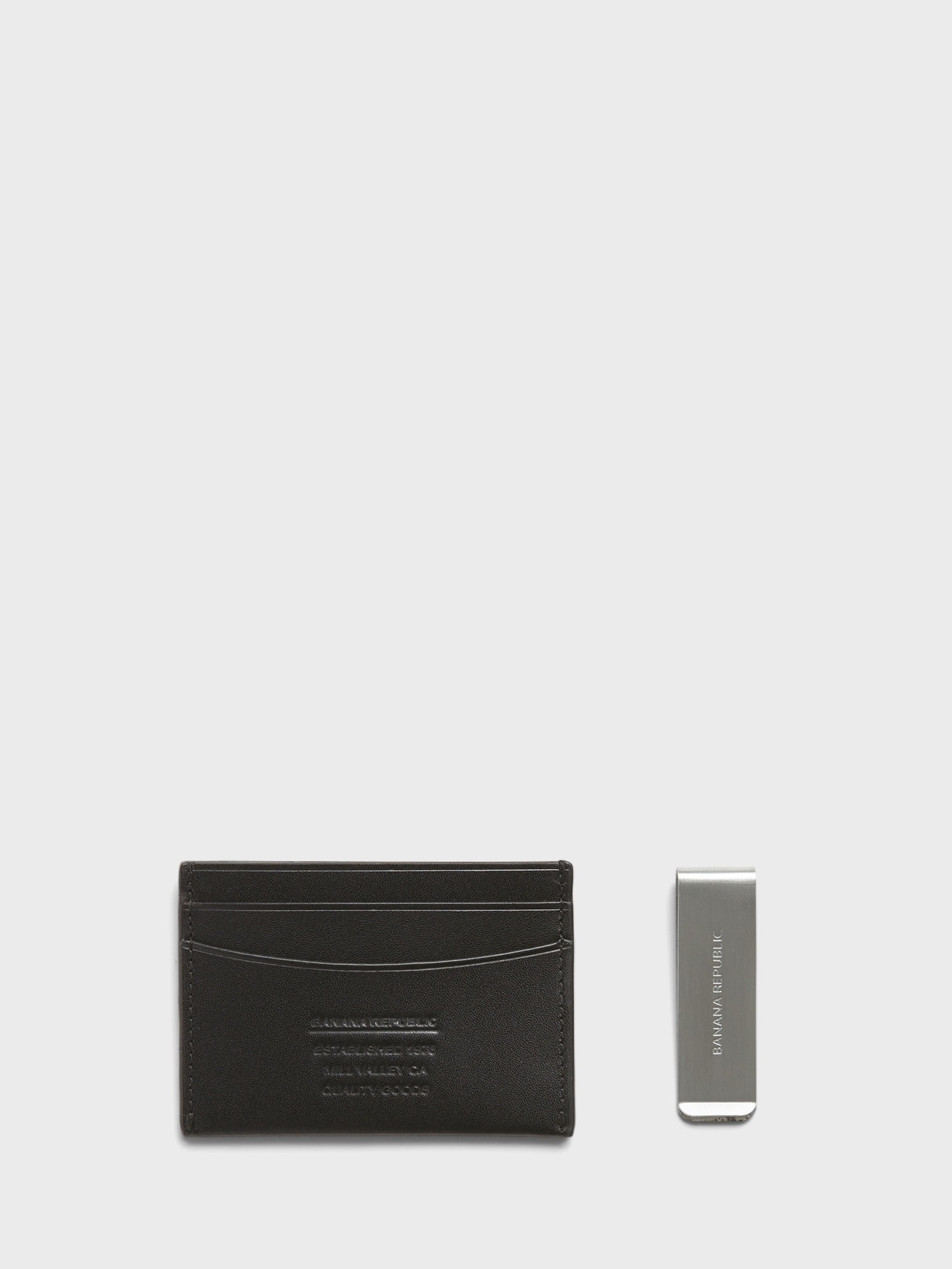 Leather Card Case & Money Clip Gift Set