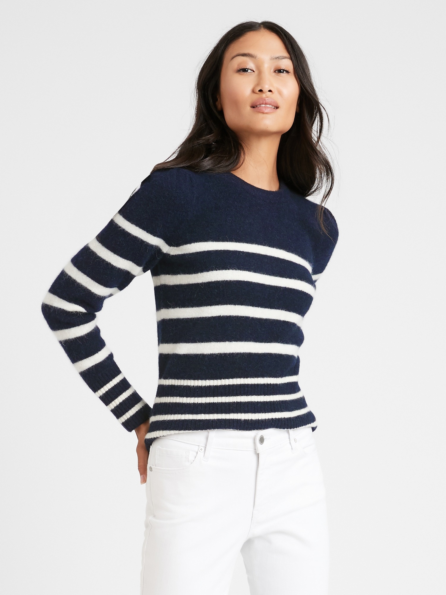 puff sleeve stripe top