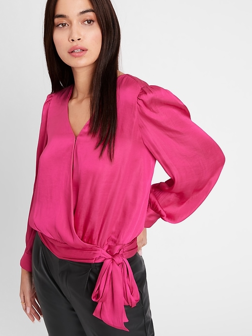 Satin Wrap Top | Banana Republic