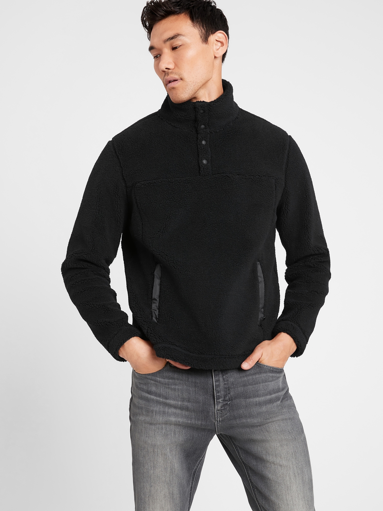 Sherpa Stand-Collar Sweatshirt