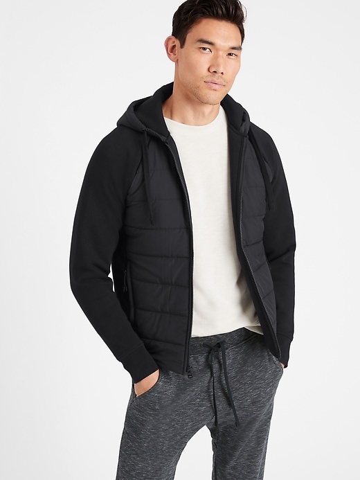 Quilted scuba hoodie online sweatshirt